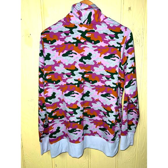 Cuddl Duds Large Cardigan Sweatshirt Purple Pink Gray Camo Thumb Holes Top QVC - Picture 10 of 14